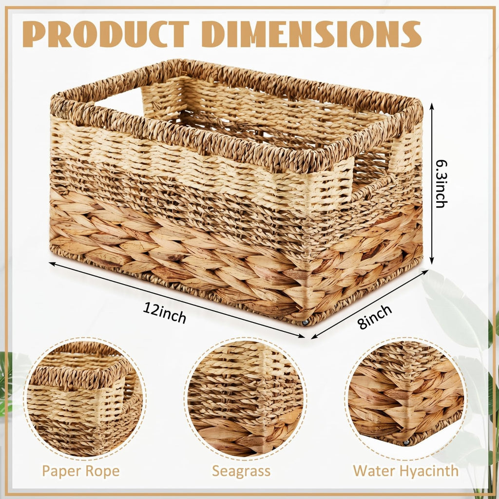 1 Pack Wicker Storage Baskets, Water Hyacinth Seagrass, M