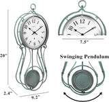 CLXEAST 20 Inch Metal Pendulum Wall Clock Battery Operated,Large Schoolhouse Wall Clocks for Living Room Decor,Antique