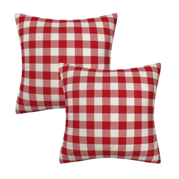 Red White Buffalo Plaid Pillow Covers 18x18 Set of 2 Farmhouse Decor