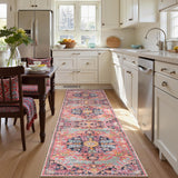 Reine Boho 2'8"x10' Washable Hallway Kitchen Runner Rugs with Rubber Backing, Bohemian Non-Slip Soft