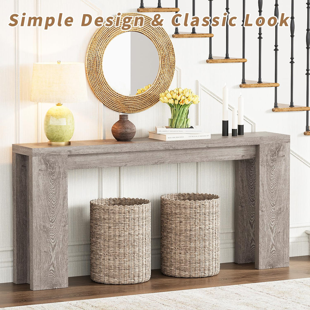 70.9" Extra Long Console Table, Farmhouse Entryway Table, Grey