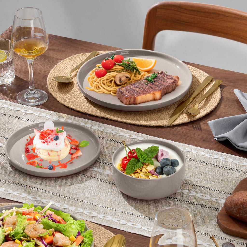 Plates and Bowls Sets, 24Pcs Stoneware Ceramic Dinnerware Dishes Sets