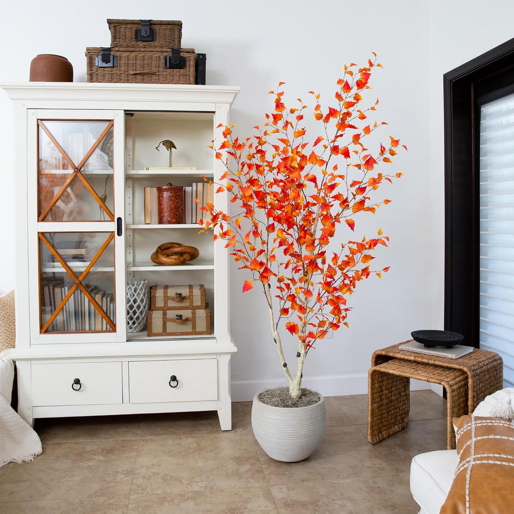 6 ft Artificial Autumn Birch Tree Lifelike Fall Room Decor