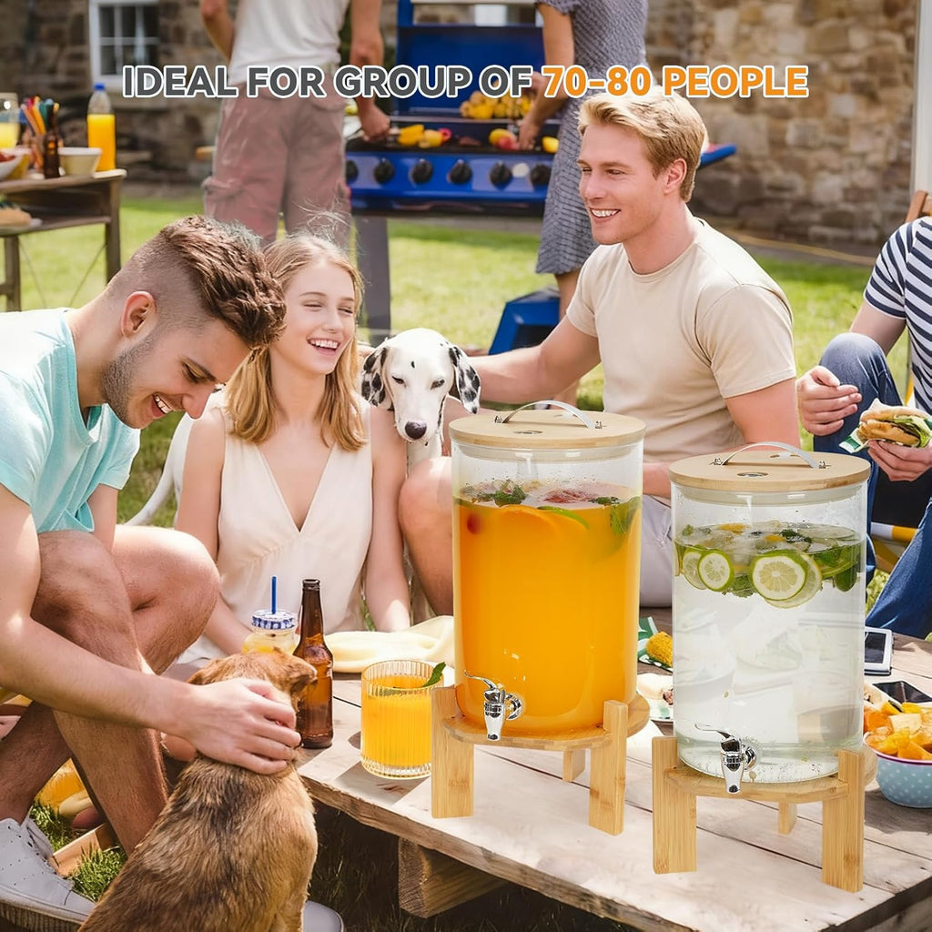 Double 2.1 Gallon Drink Dispensers for Parties with Stand - Set of 2