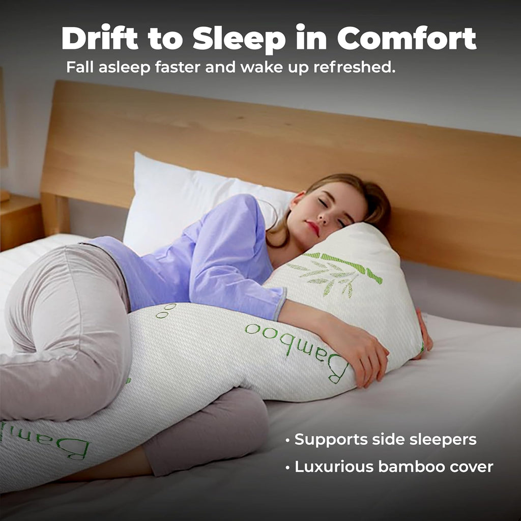 Full Rayon Bamboo Fiber Pillow Memory Foam Body Pillow for Side Sleeper, Huggable Long Body Pillow for Adults with