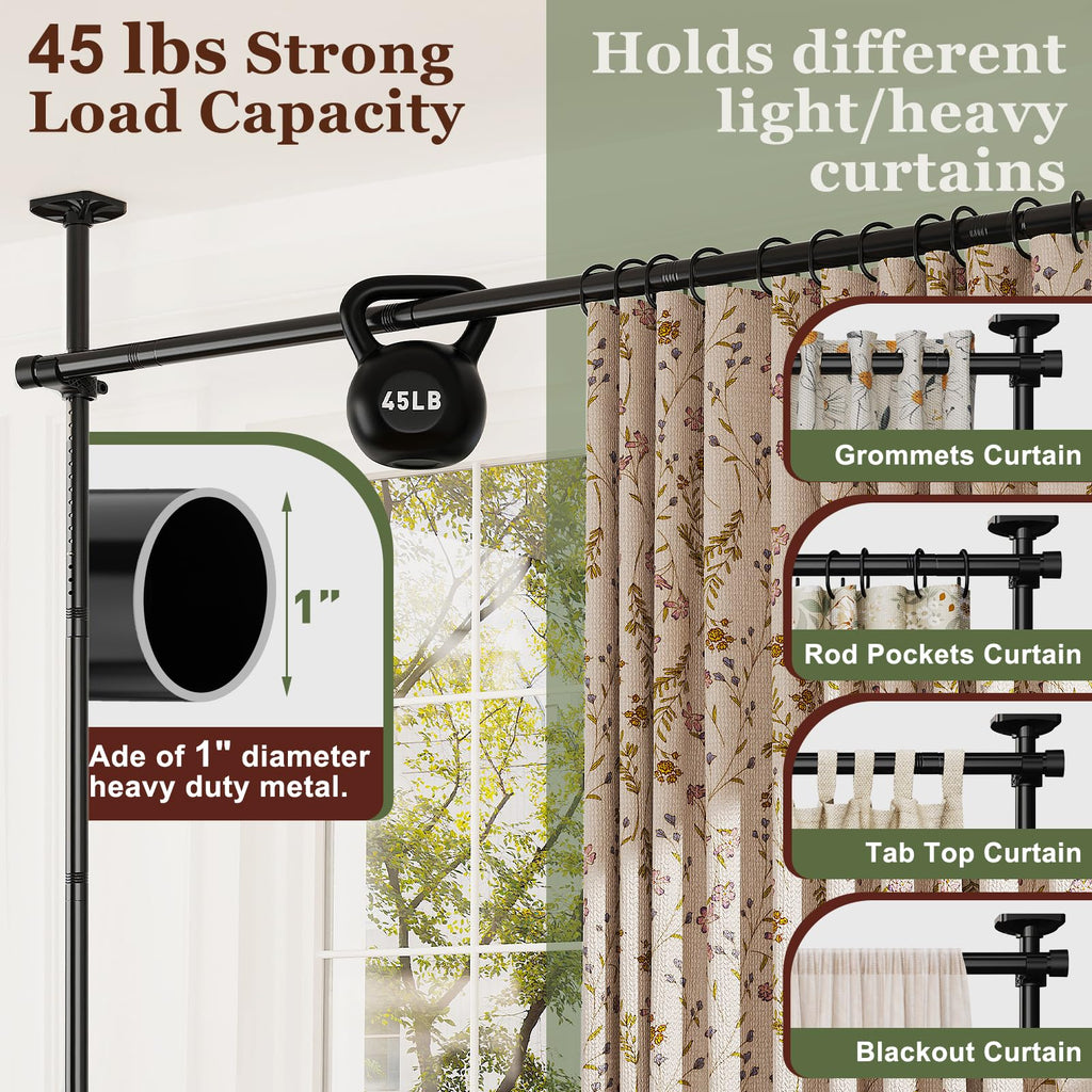 Room Divider for Room Separation, 4-10ft(H) 28-171inch(W), Black