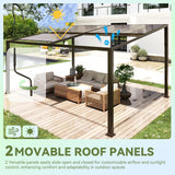 12x16 with Adjustable Polycarbonate Roofs, All Aluminum Frame Permanent Pergola for Patio
