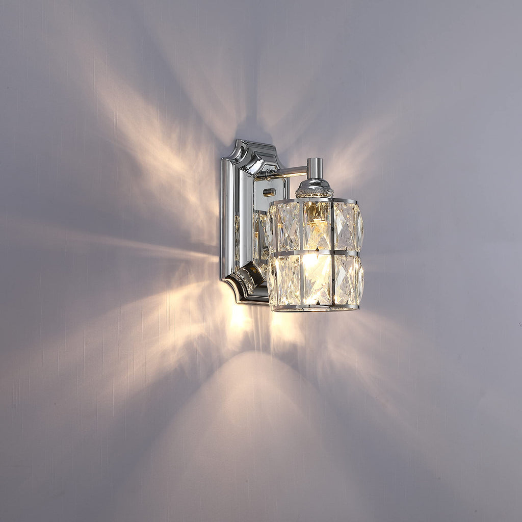 Crystal Wall Sconce Chrome Dry&Wet Dual Use 1 Light 2 Pack UL Certified