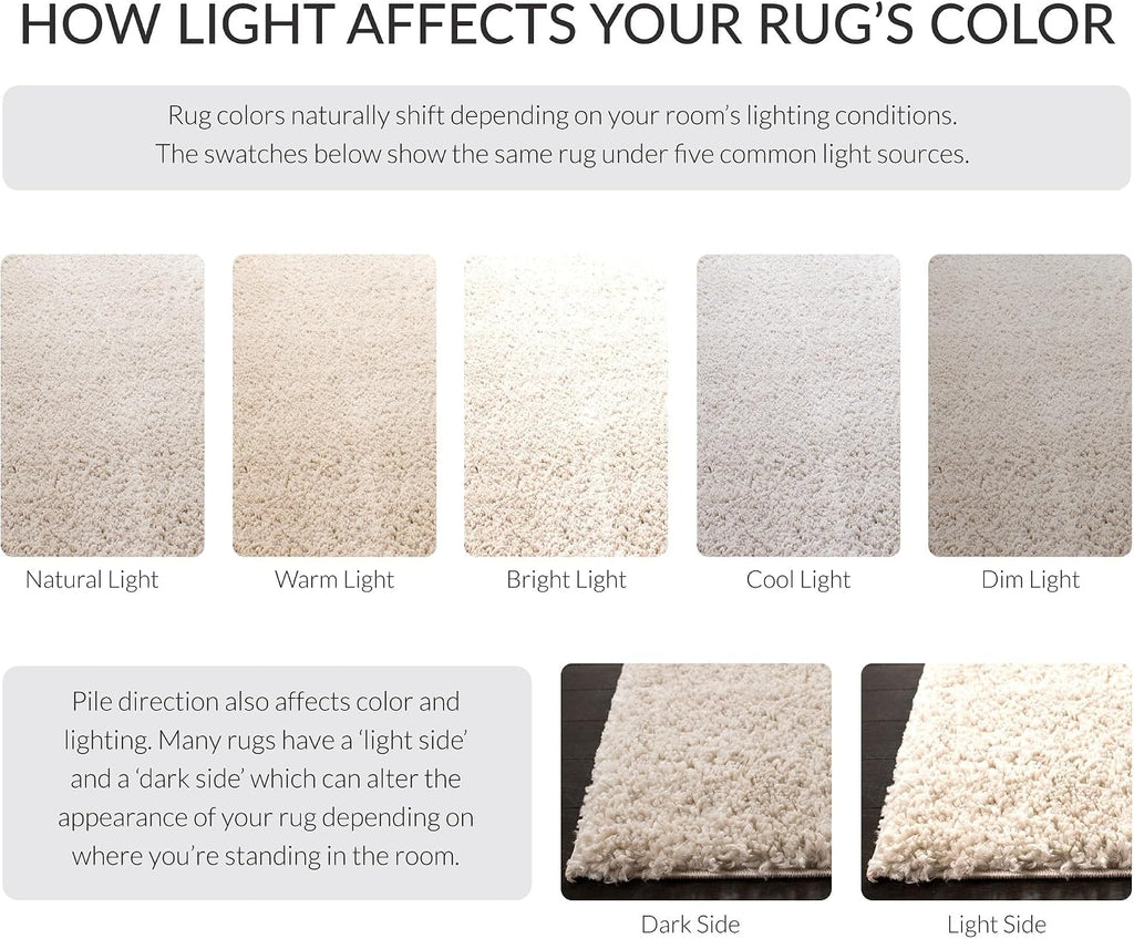 August Shag Collection X-Large Area Rug - 12' x 15', Beige, Solid Design, Non-Shedding & Easy Care, 1.2-inch Thick