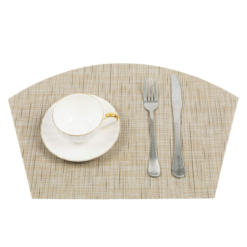 Round Table Placemats Wedge Shaped Placemat Set of 4 Non Slip Heat Resistant Woven Vinyl Table Mats Wipe Clean Indoor