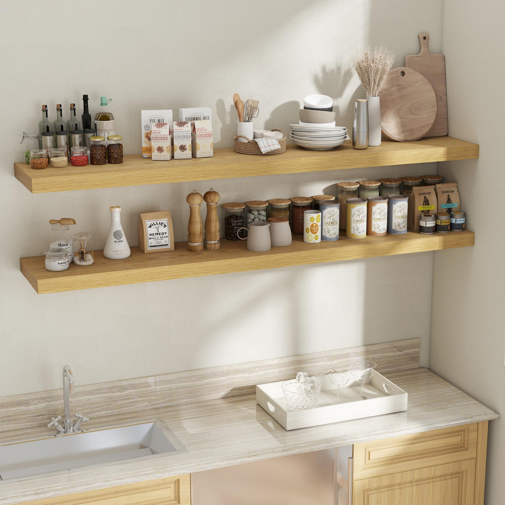 72 Inch Floating Shelves, 12 Inch Deep Wall Shelf for Fireplace Mantel, Large Display Shelf & Storage Shelf, Wood
