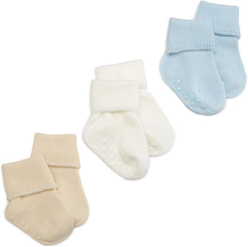 Socks Baby Unisex Baby Organic Cotton Non-skid Turn Cuff Socks 3 Pair Pack
