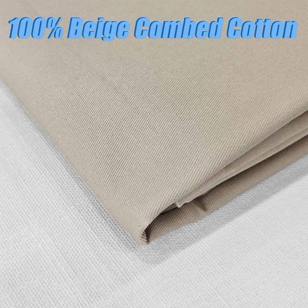 5 Yard Beige Twill Cotton Canvas Fabric, Natural Thick Cotton Poplin Fabric by The Yard, 59 Inches Wide 100% Cotton