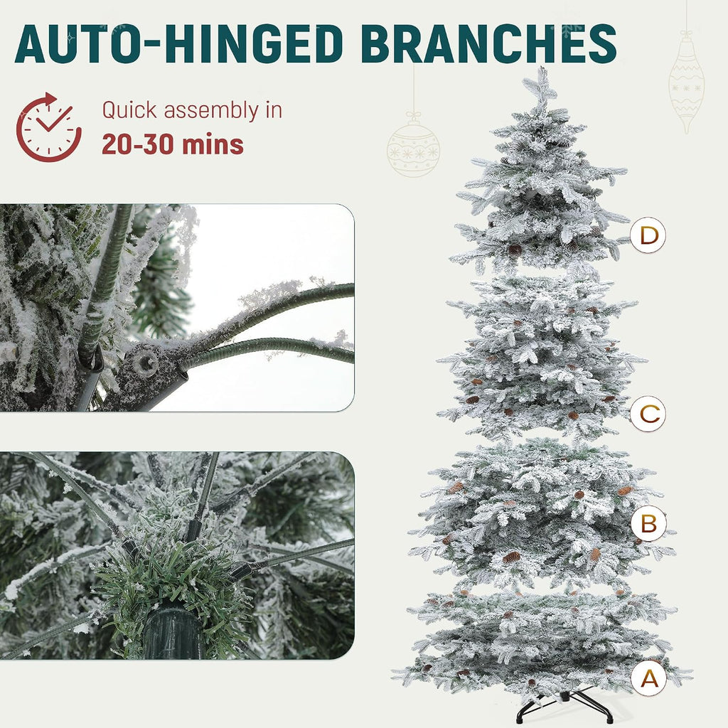 Prelit Mountain Pine Flocked Christmas Tree with Remote