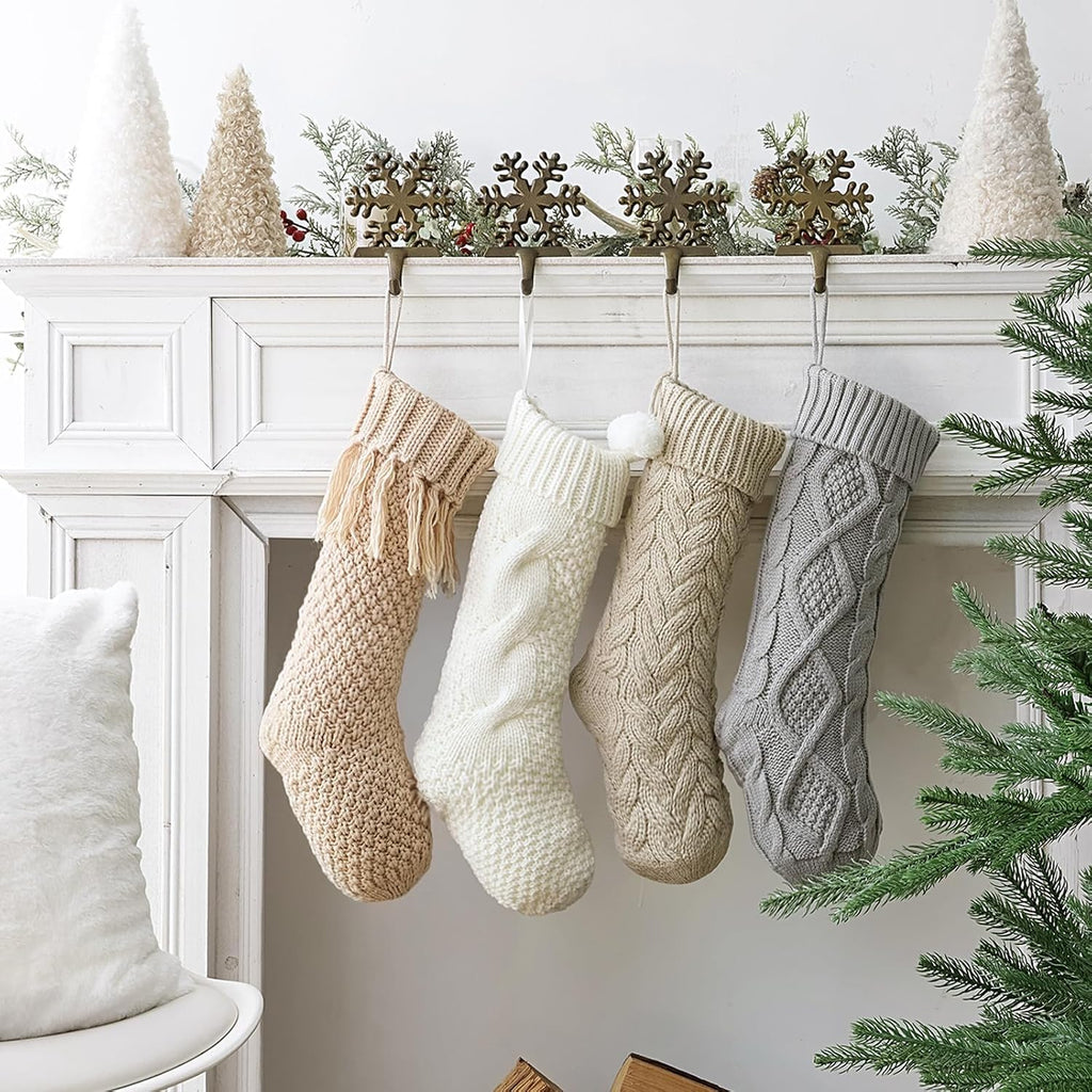 Personalized Knitted Christmas Stockings: 4 Pack 18 Inch Cable Knit Christmas Stockings, Cozy Hanging Xmas Stockings - Set of 4