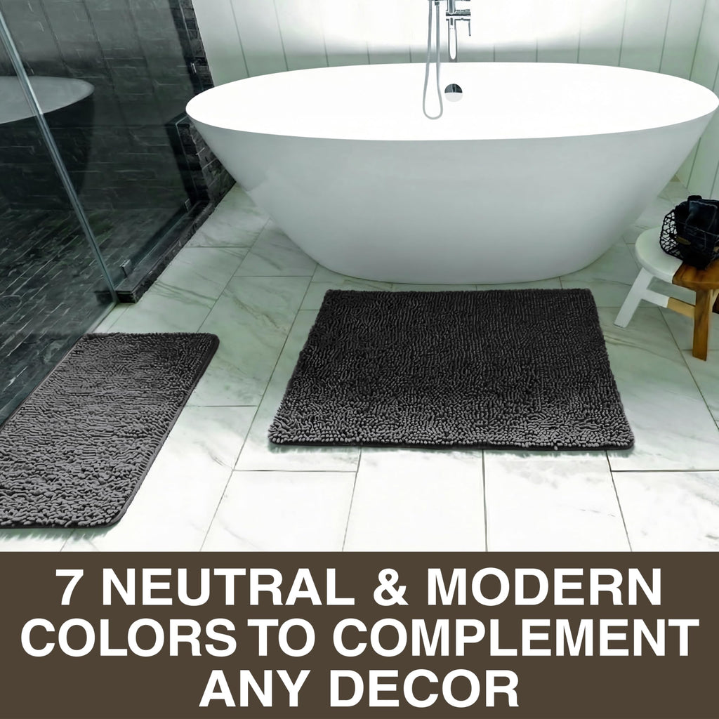 Plush Bathroom Rugs 36x24 Thick Chenille Quick Dry Microfiber Absorbent Bath Mat, Soft Bath Rugs, Machine Washable