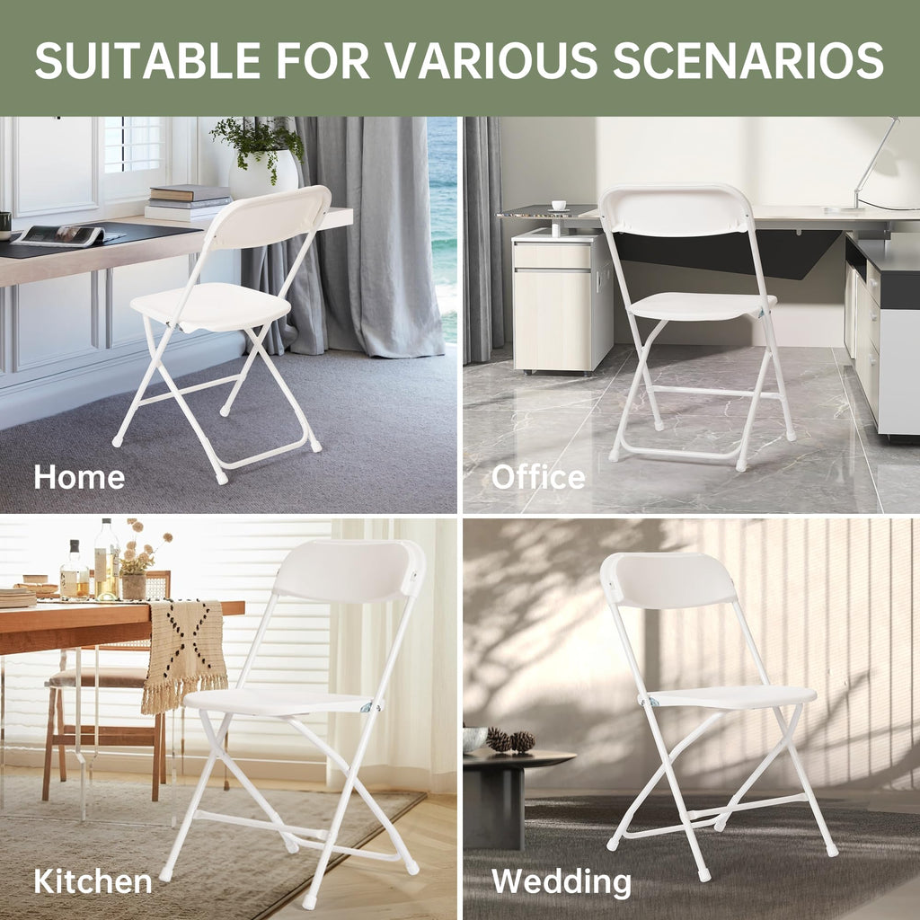 60 PCS Plastic Folding Chair, Portable Commercial Chair, Heavy-Duty Plastic Folding Chairs, Folding Chair with 350 LB