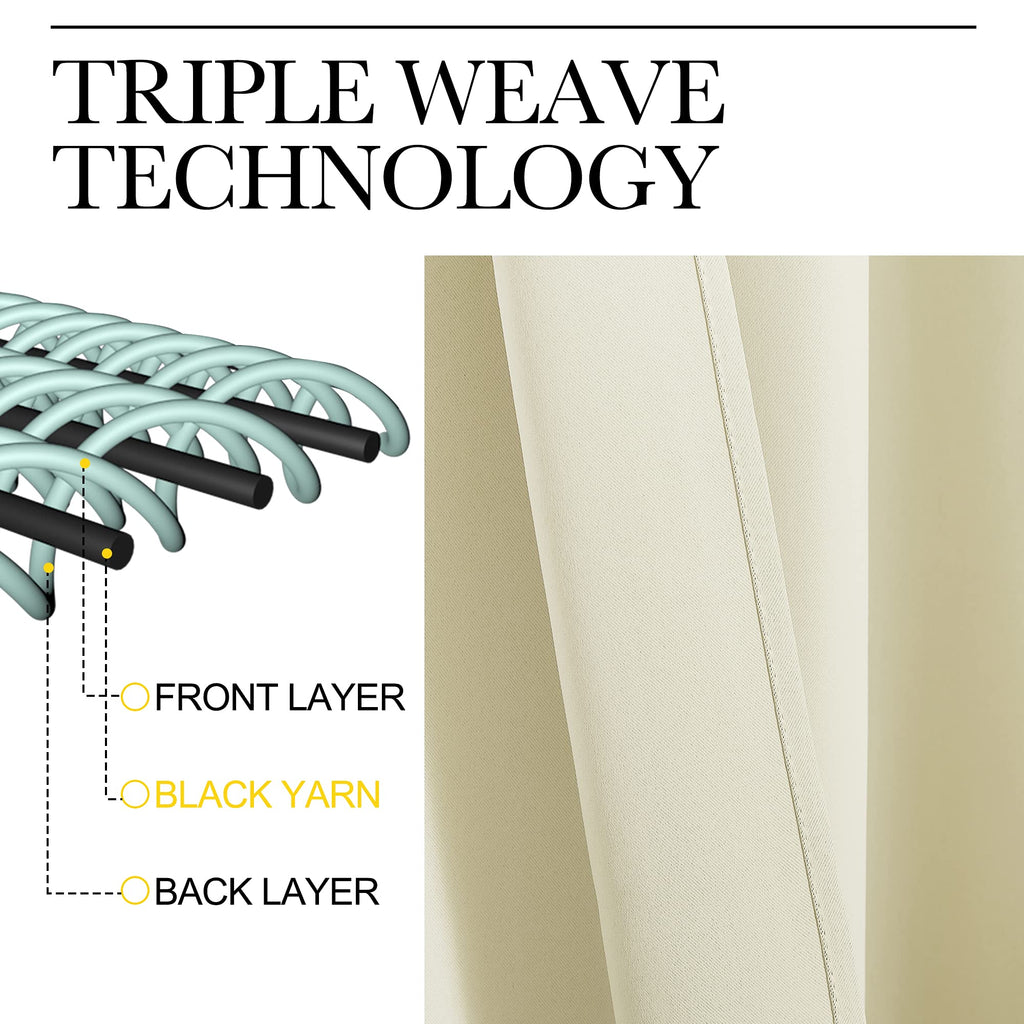 Room Darkening Curtains - Home Decoration Privacy Protection Thermal Insulated Solid Drapes/Draperies for Sliding