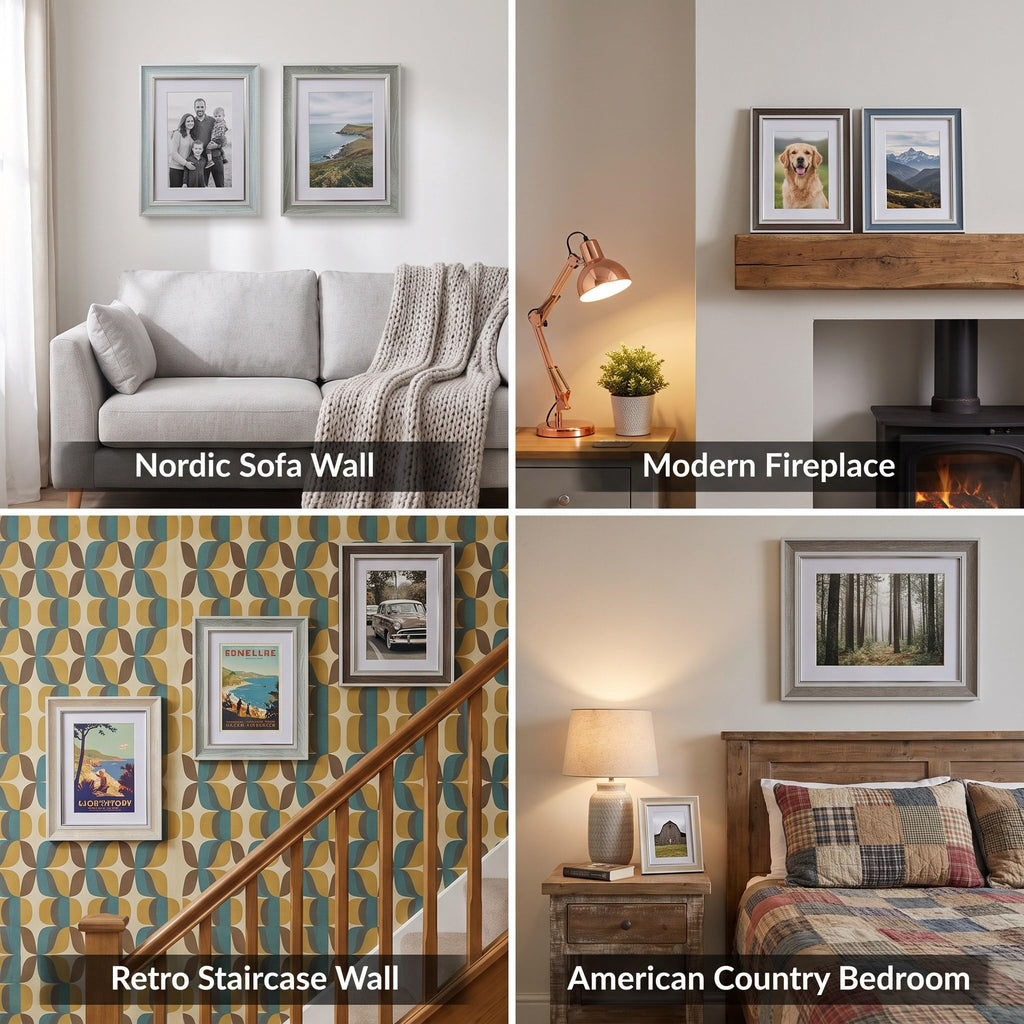 Picture Frame Set of 6, vintage picture frames Rustic Farmhouse Photo Frame, Display with Mat for Decorative on Wall