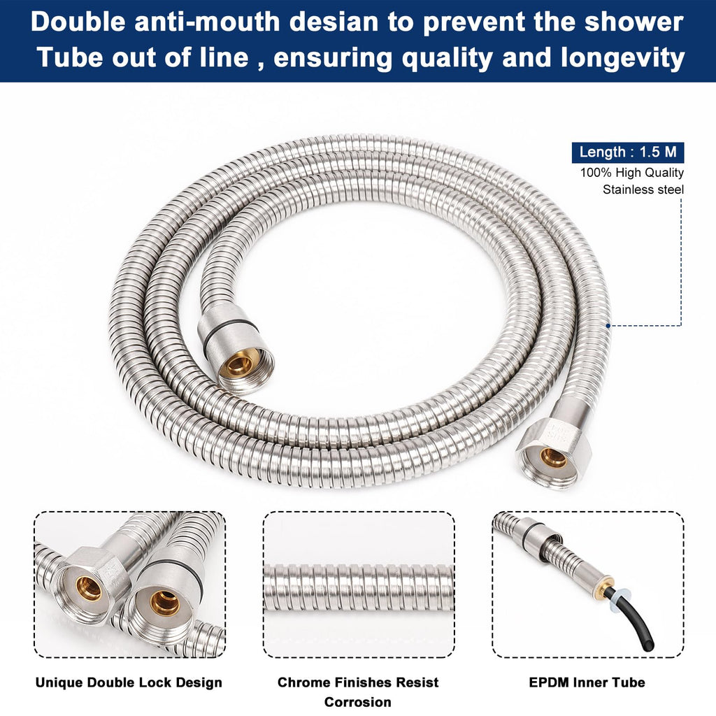 Hand Held Shower Head, Luxury High Pressure Shower Kit with Wall Connector and Hose Set, Showering System