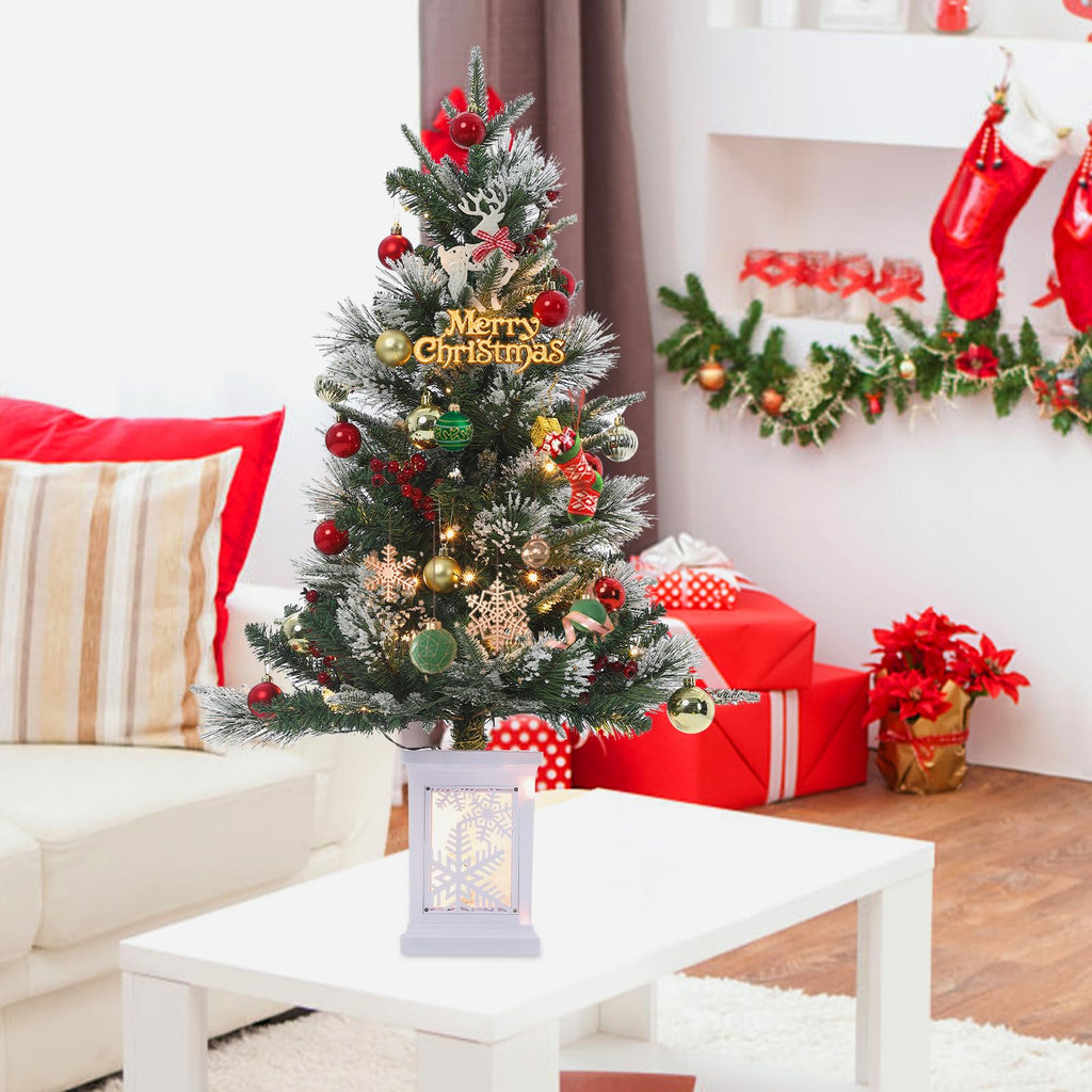 3ft Pre-Lit Artificial Mini Christmas Tree Set of 2, 78 LED Lights