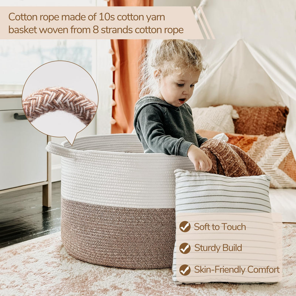 XXXLarge Woven Rope Blanket Basket Living Room Brown, 90L