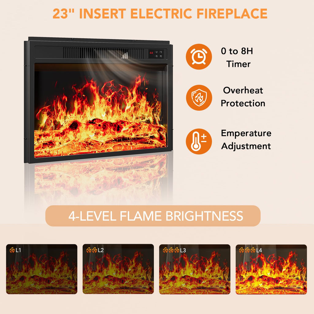 2-in-1 Multifunctional Fireplace TV Stand with 23" Removable Electric Fireplace, 58" Farmhouse Entertainment Center