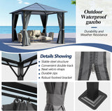 10’x10’ Patio Hardtop Gazebo with Polycarbonate Roof, Waterproof Outdoor Canopy Gazebo