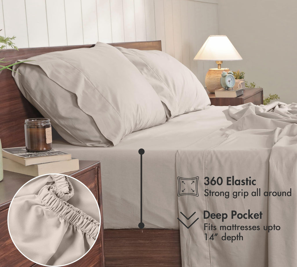 100% Cotton Sheets, Percale Weave Set, Linen