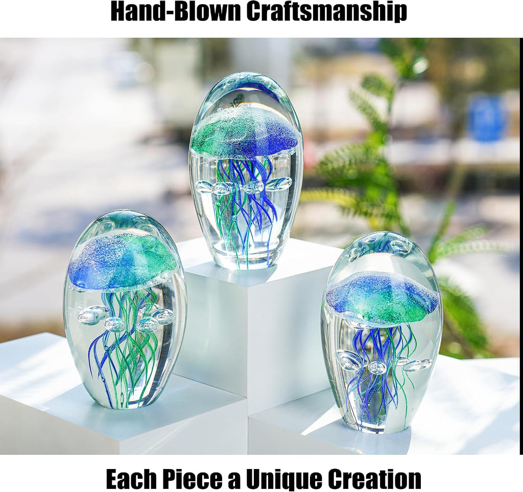Hand Blown Glass Jellyfish Figurine