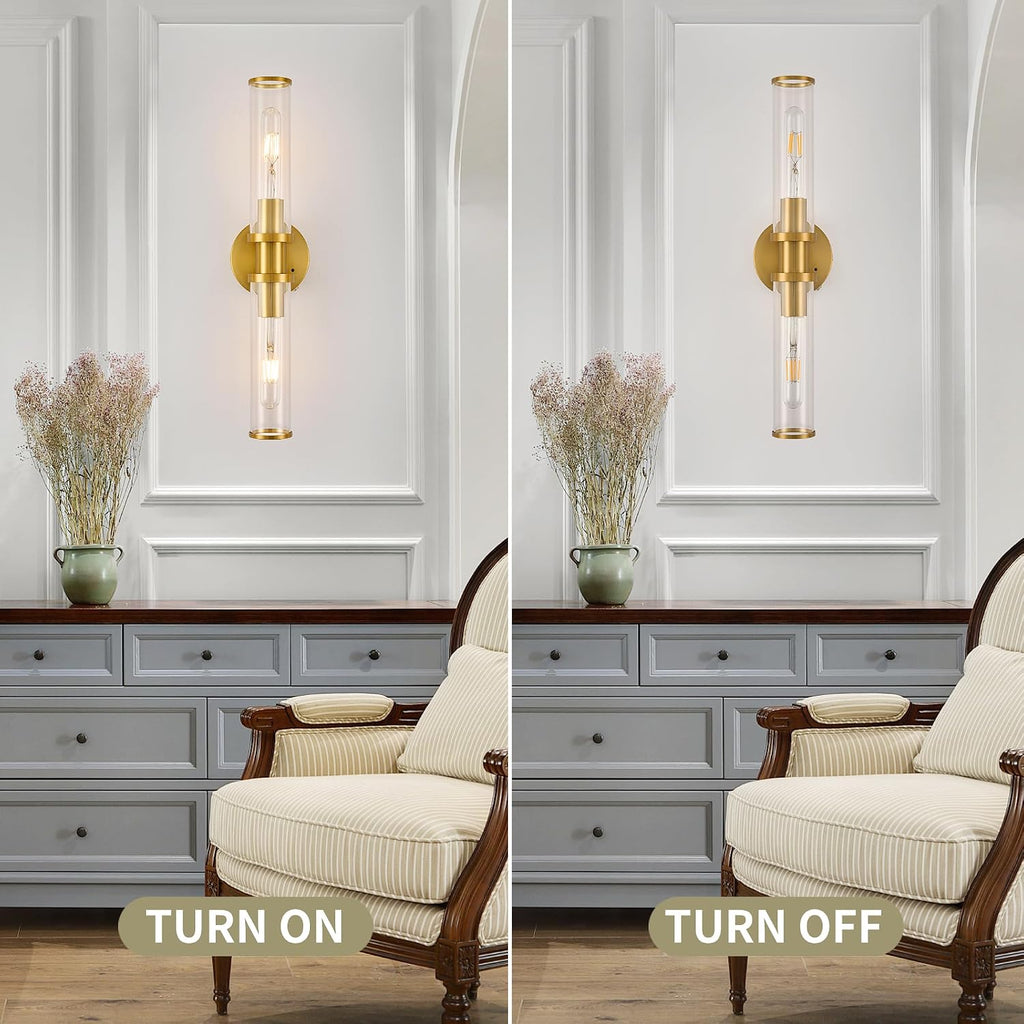 8000mAh Wireless Wall Sconces with Remote Control, Battery Operated Wall Sconce Set of 2 with Timer, Gold