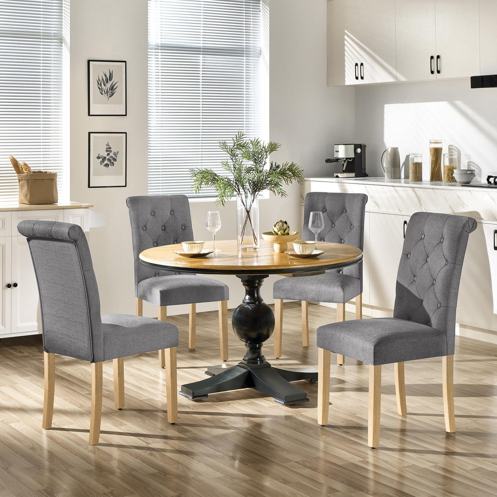 Set of 2 Modern Upholstered Parson Chairs Dark Gray