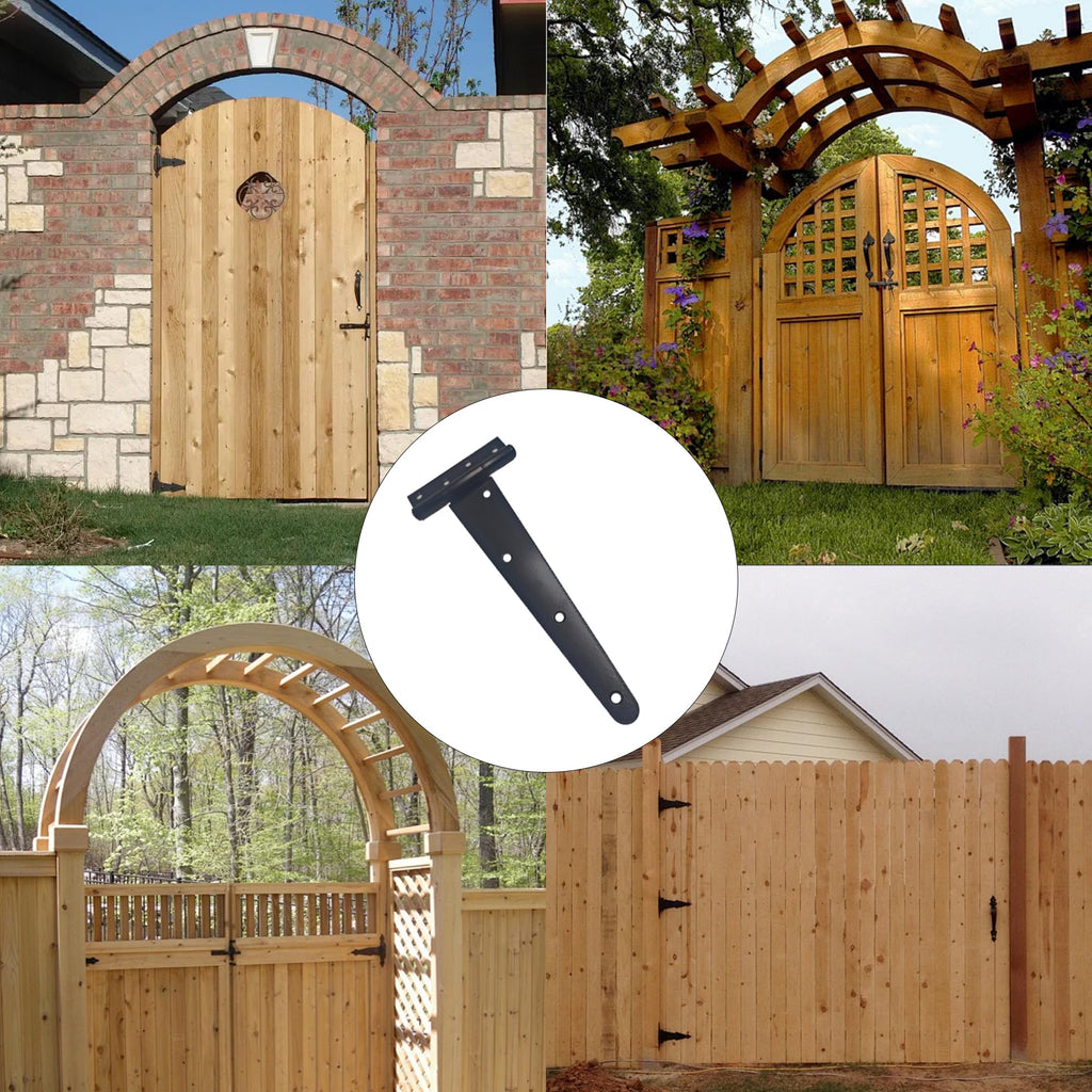 2PCS 12" Heavy Duty T-Strap Hinges, Black Rustic Iron Hinge, Rustproof Gate Tee Hinges for Outdoor Sheds, Barn Doors
