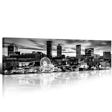 Atlanta Wall Citysacape Canvas Decor Black and White Wall City Skyline Picture Artwork Bedroom Office Home