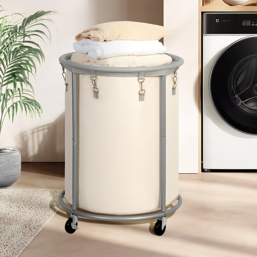 Rolling Laundry Hamper with Wheels - 185L (48 Gallon) Extra Large Industrial Clothes Laundry Basket with Removable