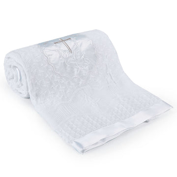 Baby Blankets Neutral, White Christening Blanket for Baby Boys Girls