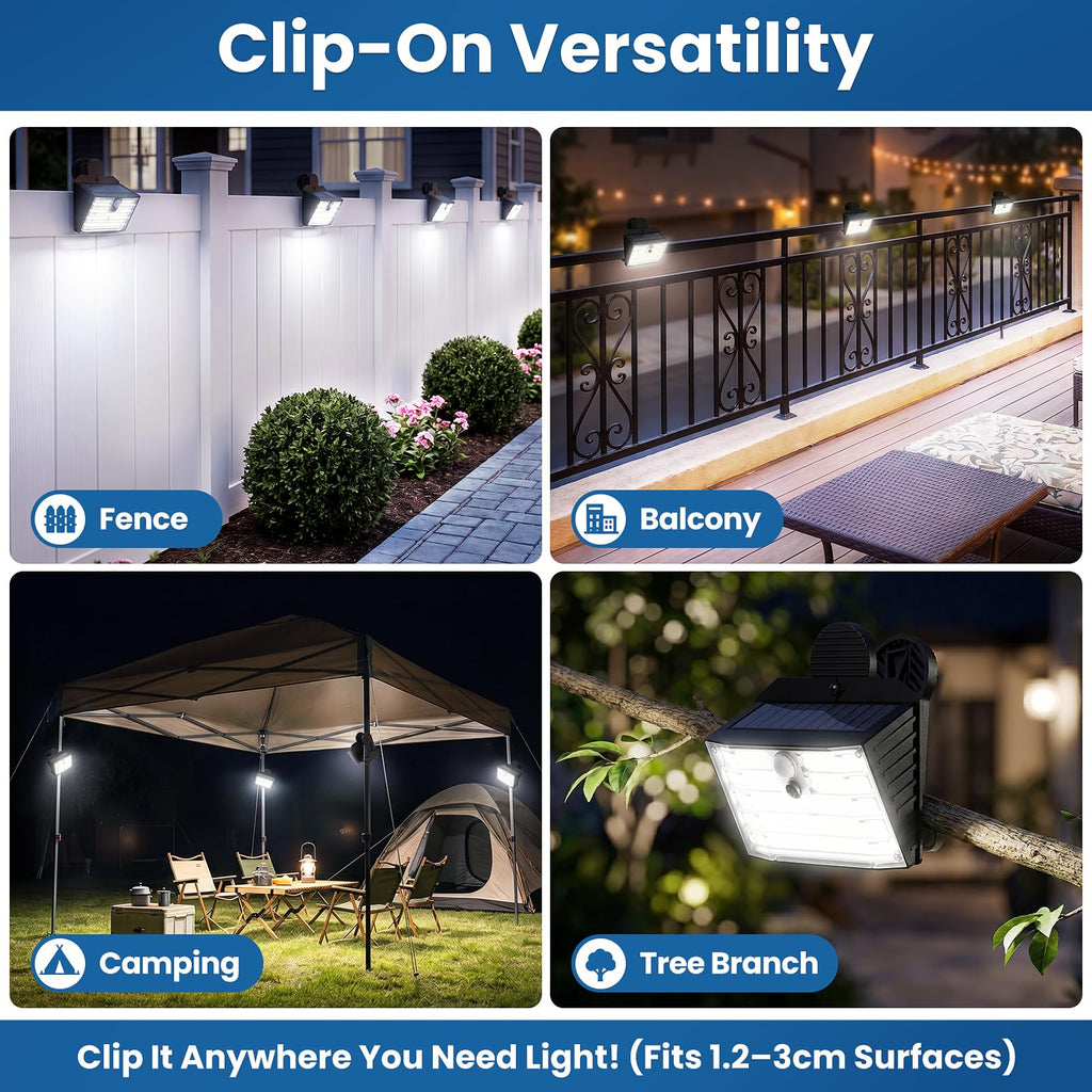 Clip on Solar Lights Outdoor with Motion Sensor, 3 Modes, 126 LED, IP65