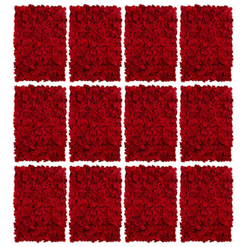Red Flower Wall Backdrop for Wedding Decor, 12 Pcs, 24 x 16 Inches