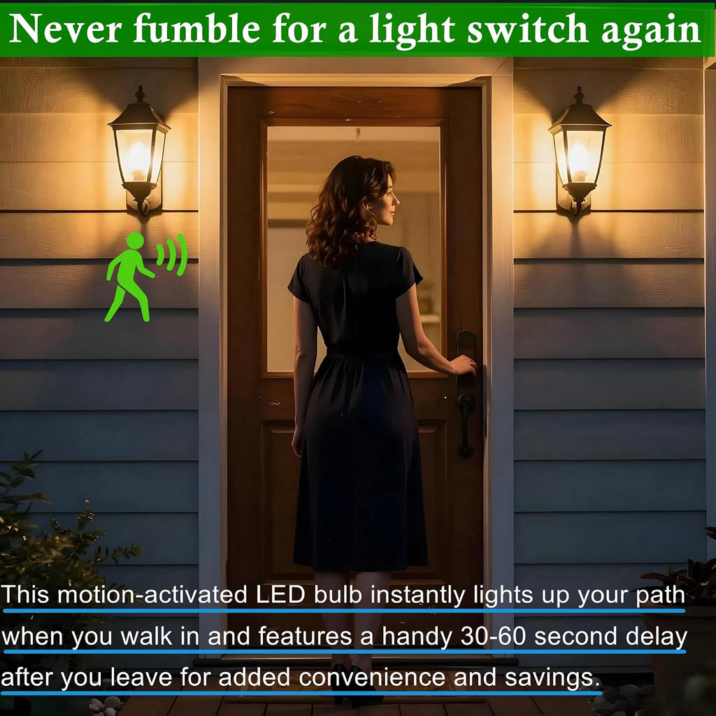 Outdoor Motion Sensor LED Light Bulbs, 12W Dusk to Dawn Bulb, 3000K Soft White 1200LM, A19 E26
