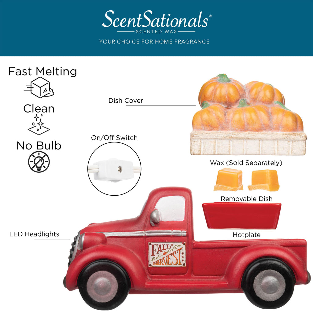 Pumpkins and Red Truck Fall Wax Warmer for Scented Wax Melts