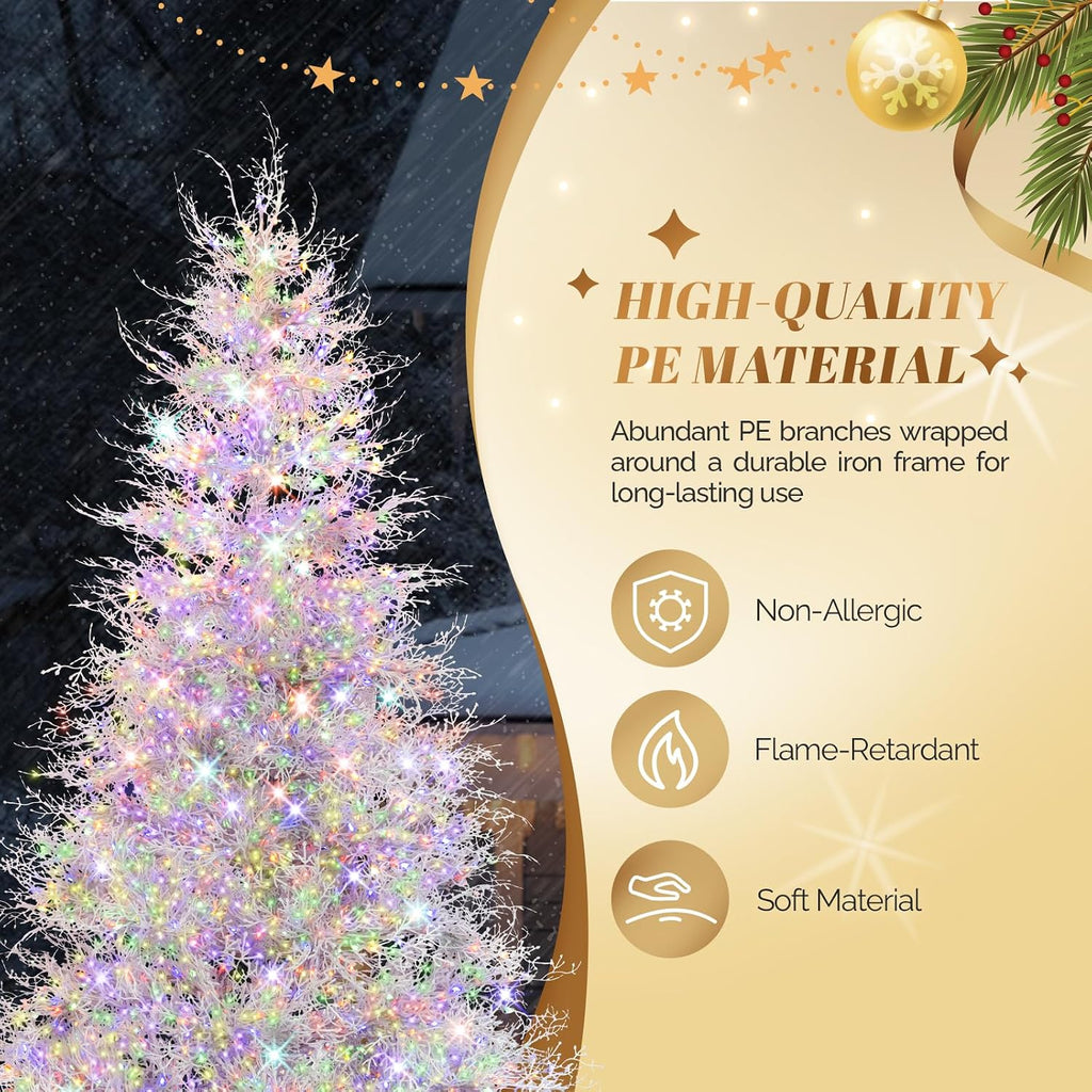 Snow Flocked PE Christmas Tree, Pre Lit with 400 LED Lights