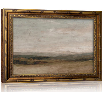 Vintage Gold Framed Landscape Wall Art Rustic Neutral Horizon Painting