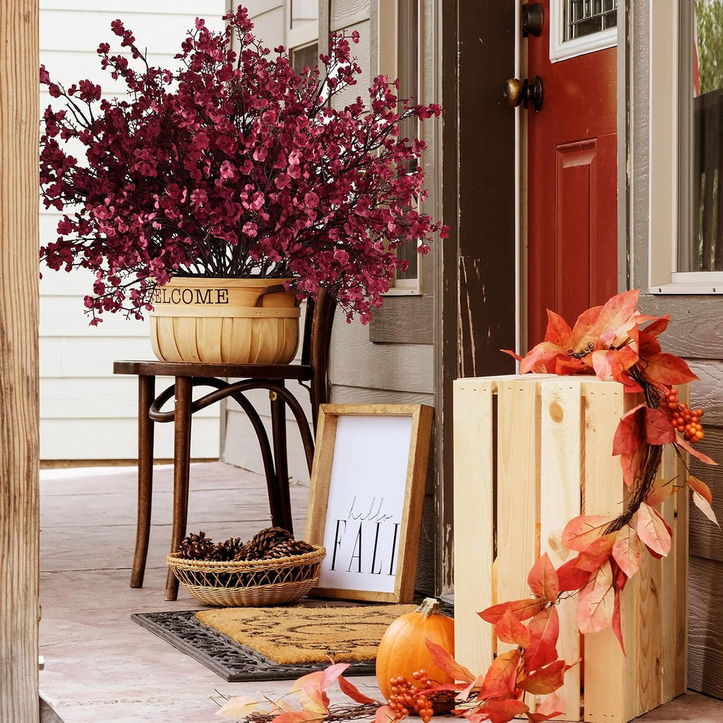 Fake Flowers Babys Breath Silk Artificial Flowers Gypsophila Bouquets Bulk Real Touch Fall Stems for Fall - Set of 6