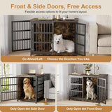 42" Furniture Style Large Dog Crate with Wheels, Metal Chew-Resistant Dog Kennel Indoor for Large & Medium Dogs