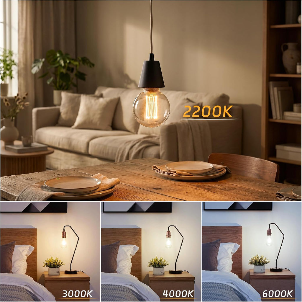Edison Light Bulb Dimmable E26 LED Vintage Round Low Lumen Amber G80