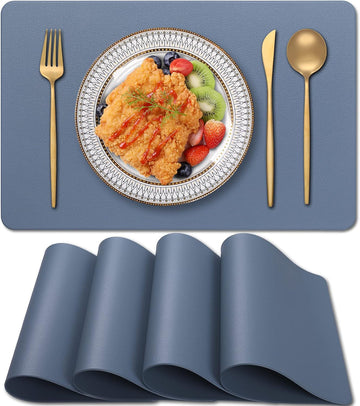 PVC Heat Resistant Placemats, Waterproof Wipeable Floor Place Mats, Non-Slip Easy Clean Table Mats Table - Set of 4