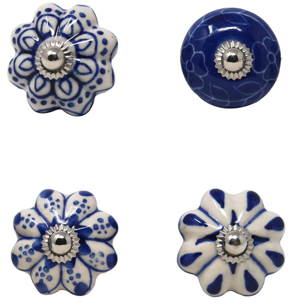 Set of 25 Ceramic Knobs Colorful Blue Cabinets Cupboards