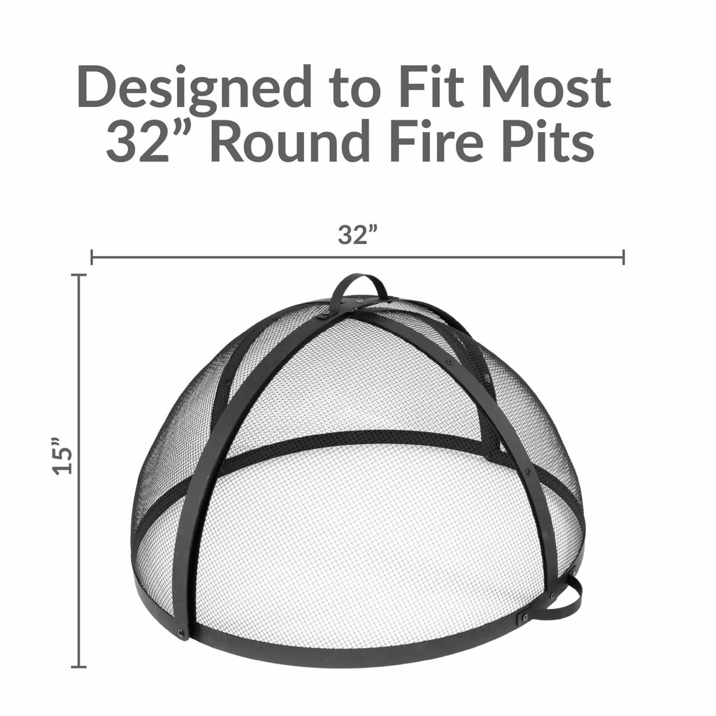 Outdoor Fire Pit Screen Cover, Round, Easy Access Door, 32" Dia