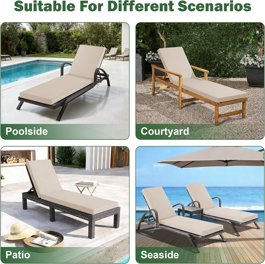 Chaise Lounge Cushions Outdoor, 72x 21x 3 Inch Waterproof & Fade-Resistant Lounge Chair Cushion, Outdoor Chaise