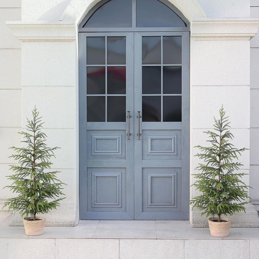 4FT 1Pcs Artificial Norfolk Pine Potted Christmas Tree for Front Door Decor